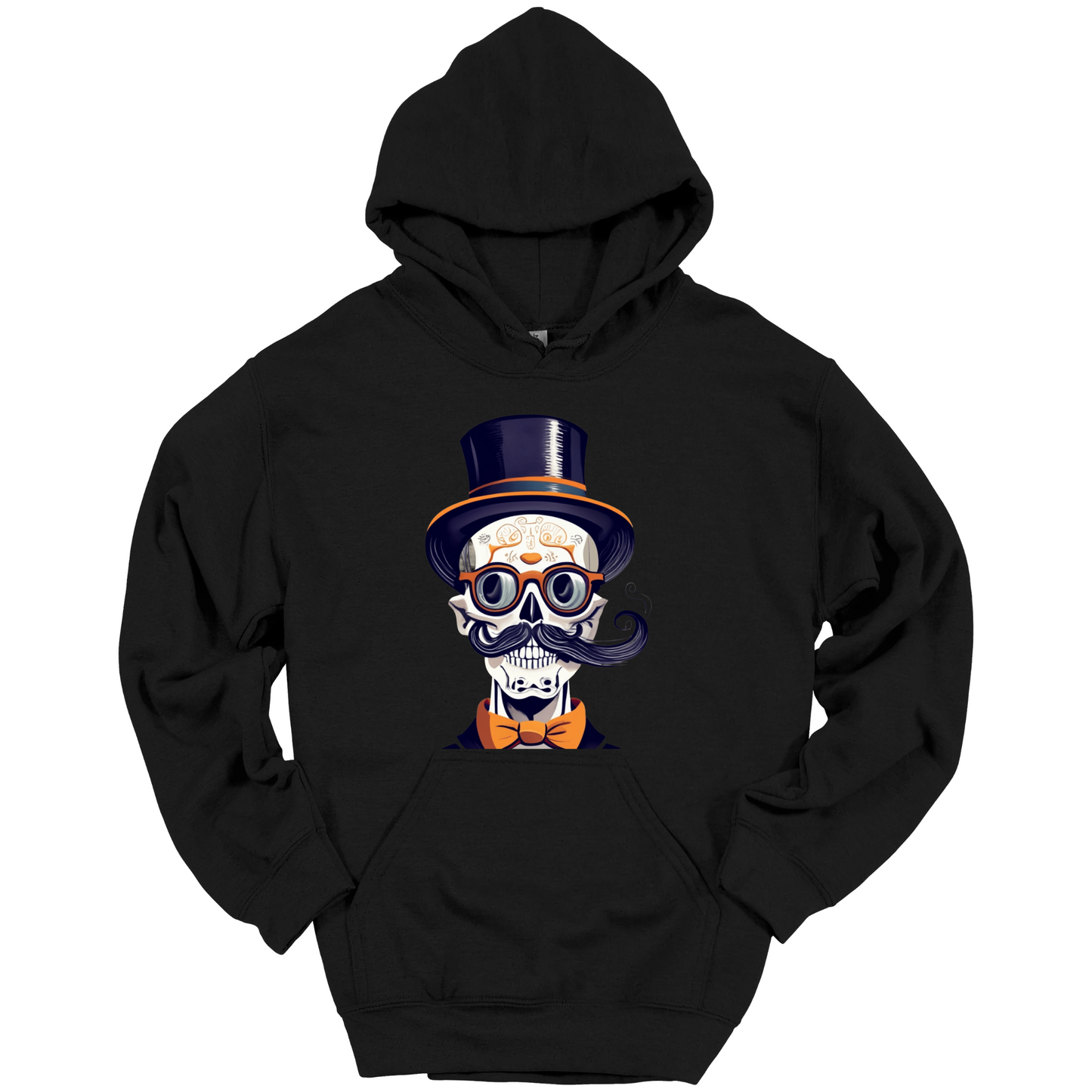 Creepy Black Hat Skull Halloween Hoodie