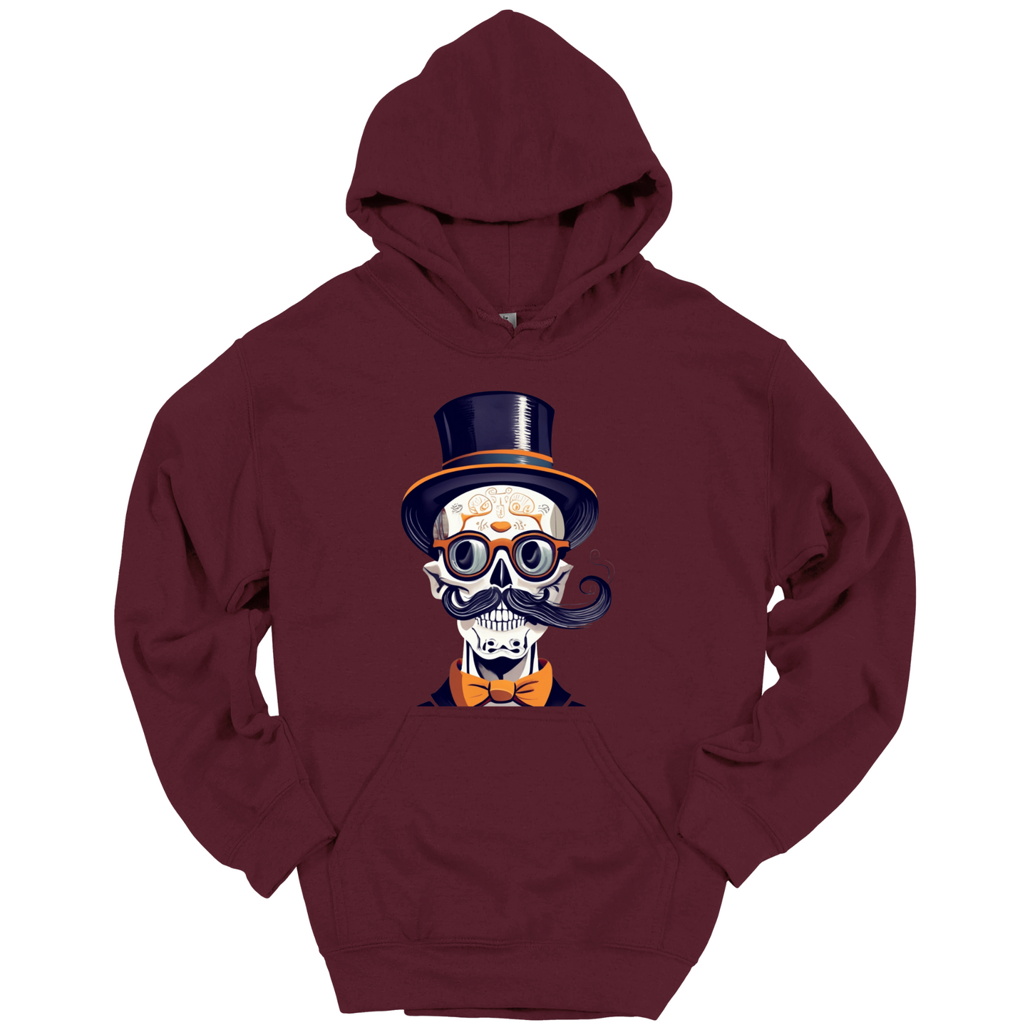 Creepy Black Hat Skull Halloween Hoodie