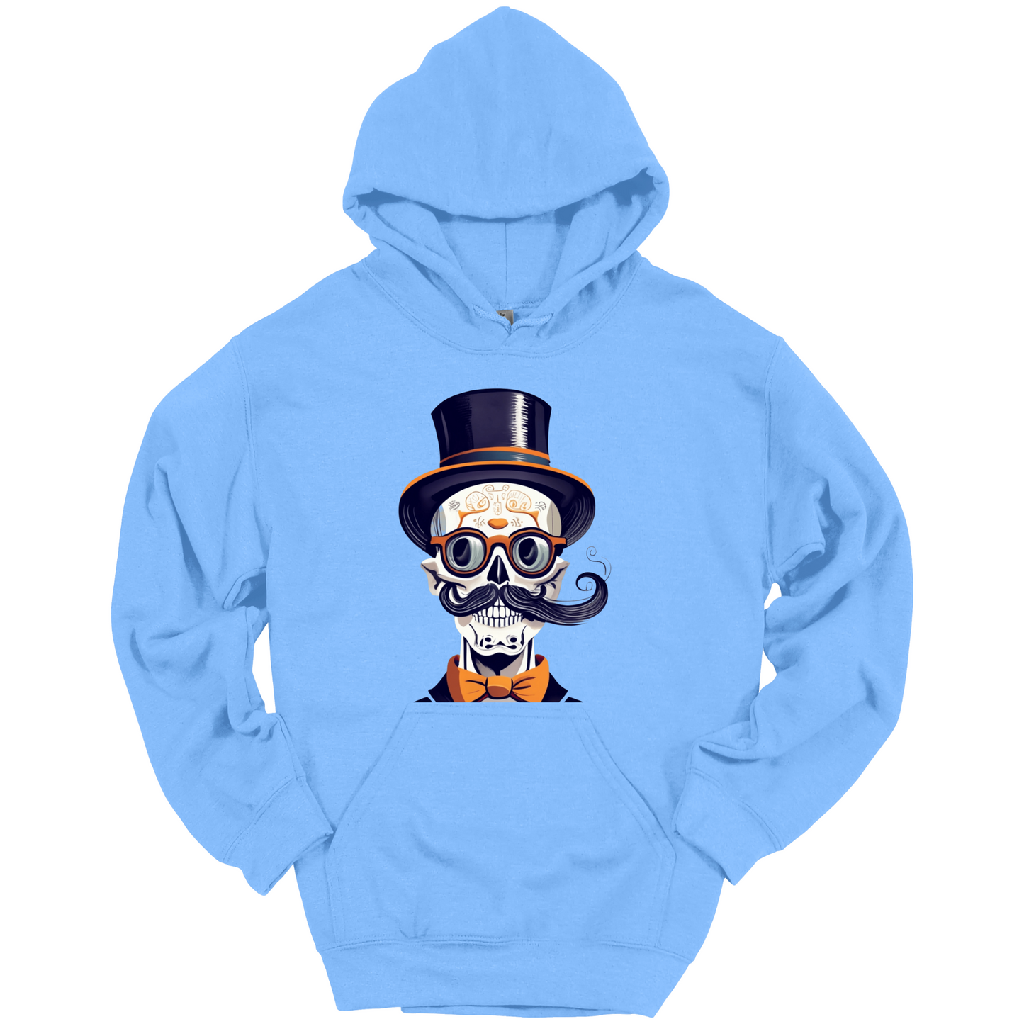 Creepy Black Hat Skull Halloween Hoodie