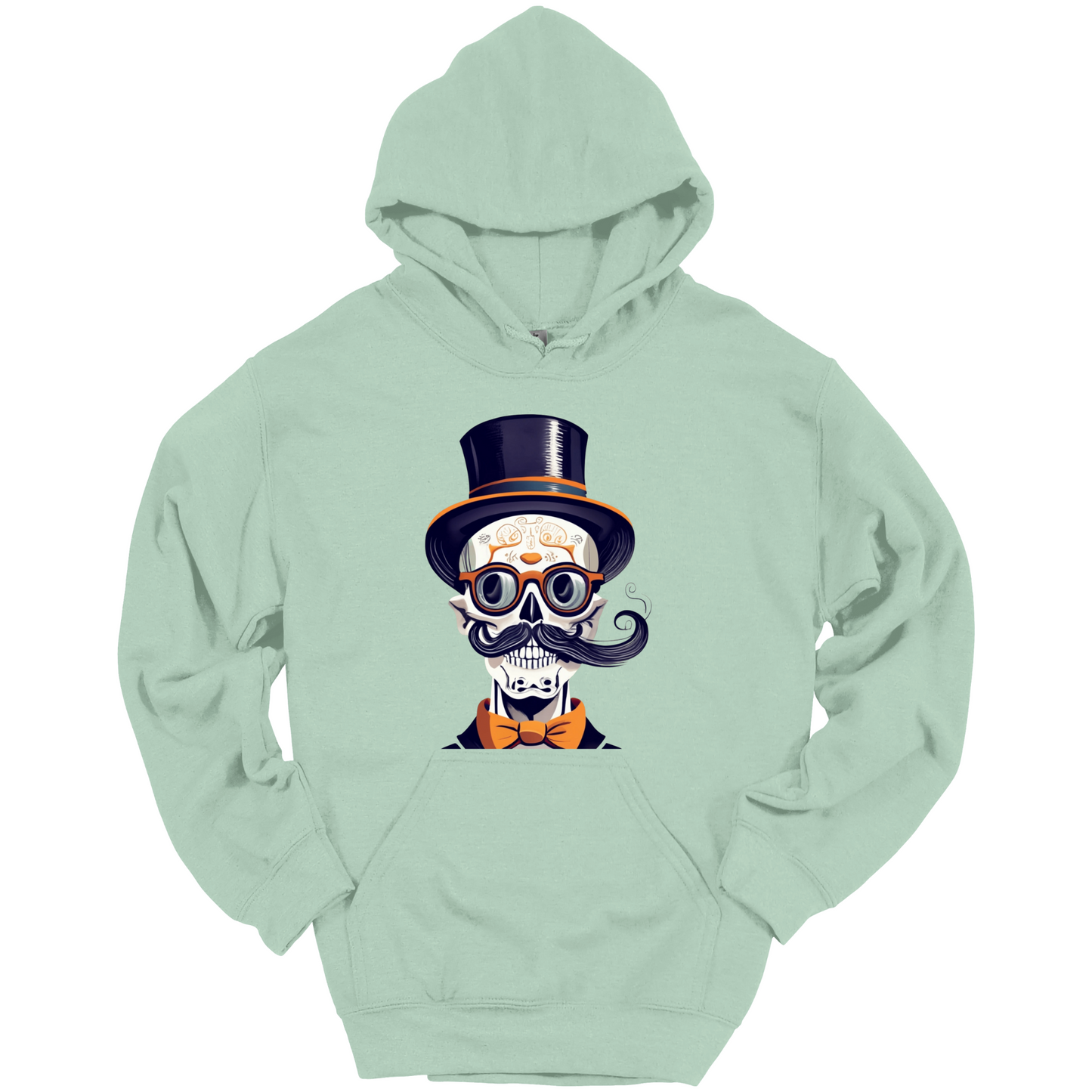 Creepy Black Hat Skull Halloween Hoodie