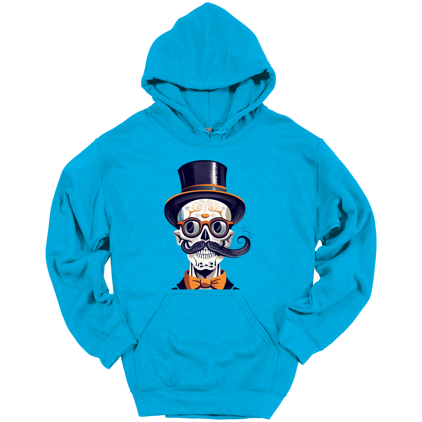 Creepy Black Hat Skull Halloween Hoodie
