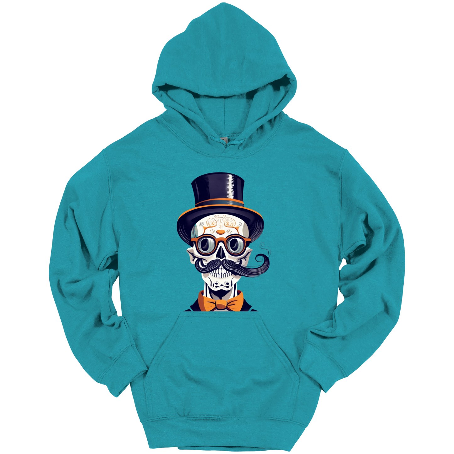 Creepy Black Hat Skull Halloween Hoodie