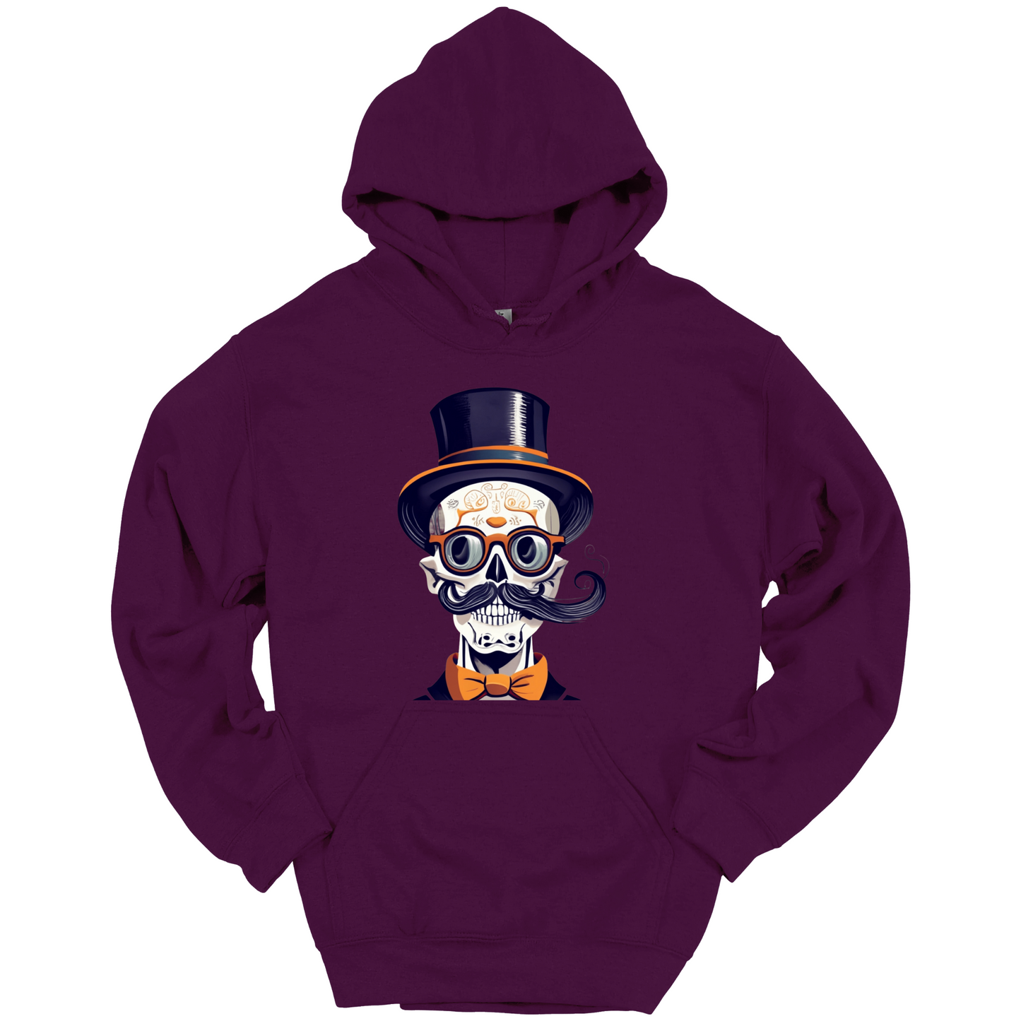 Creepy Black Hat Skull Halloween Hoodie
