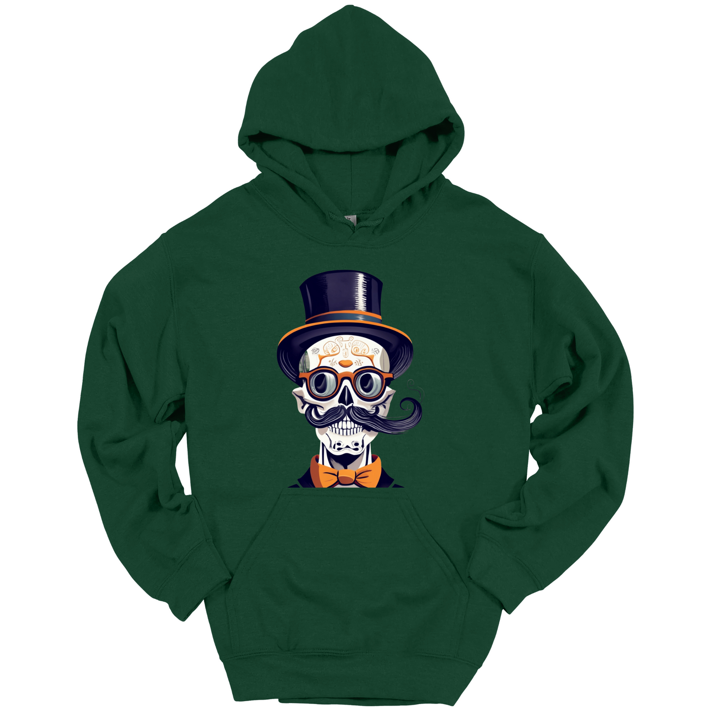 Creepy Black Hat Skull Halloween Hoodie
