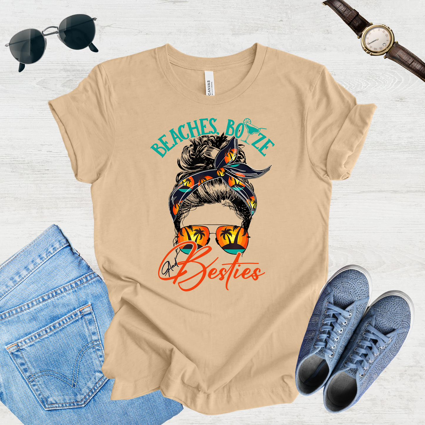 Beaches, Breeze & Besties Tee