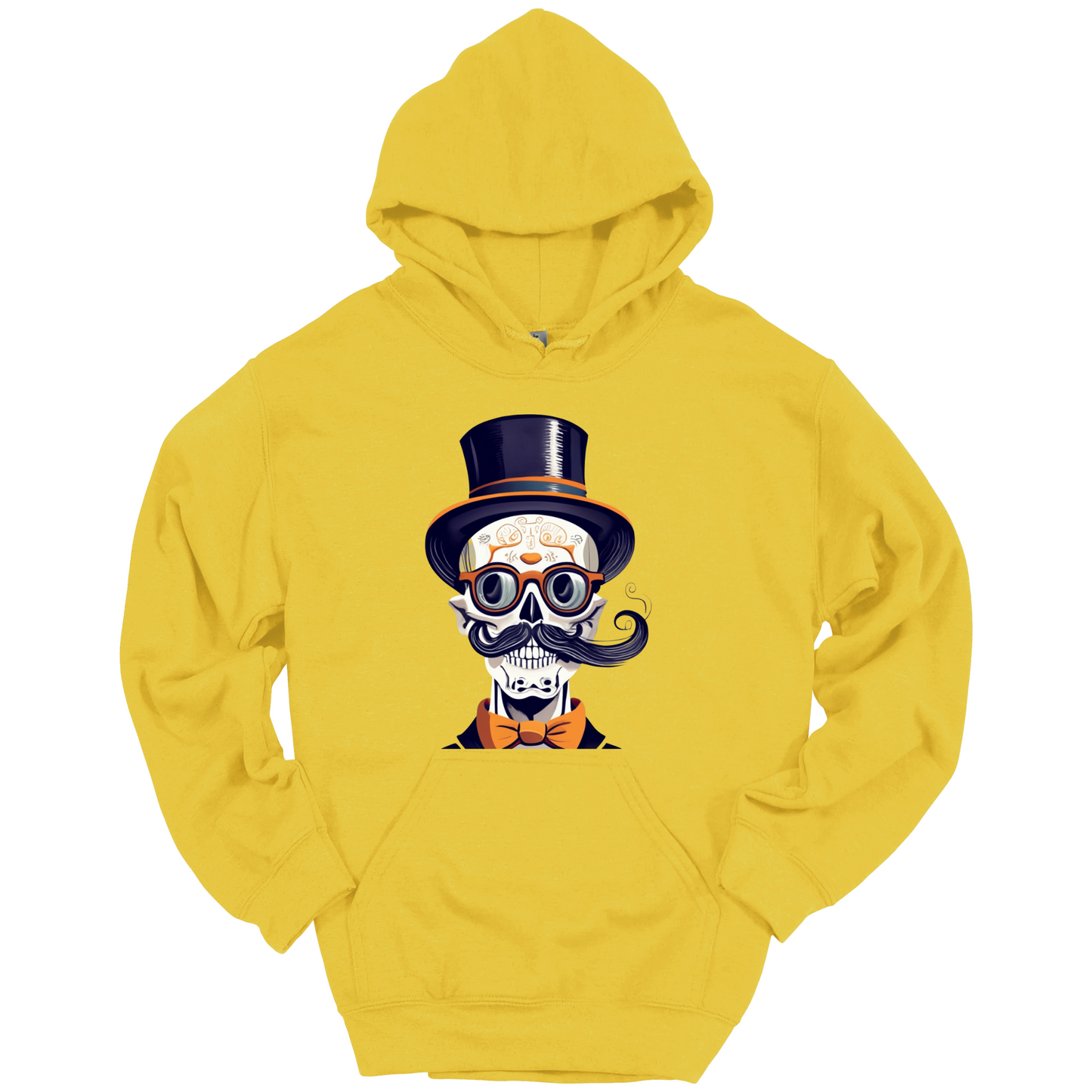 Creepy Black Hat Skull Halloween Hoodie