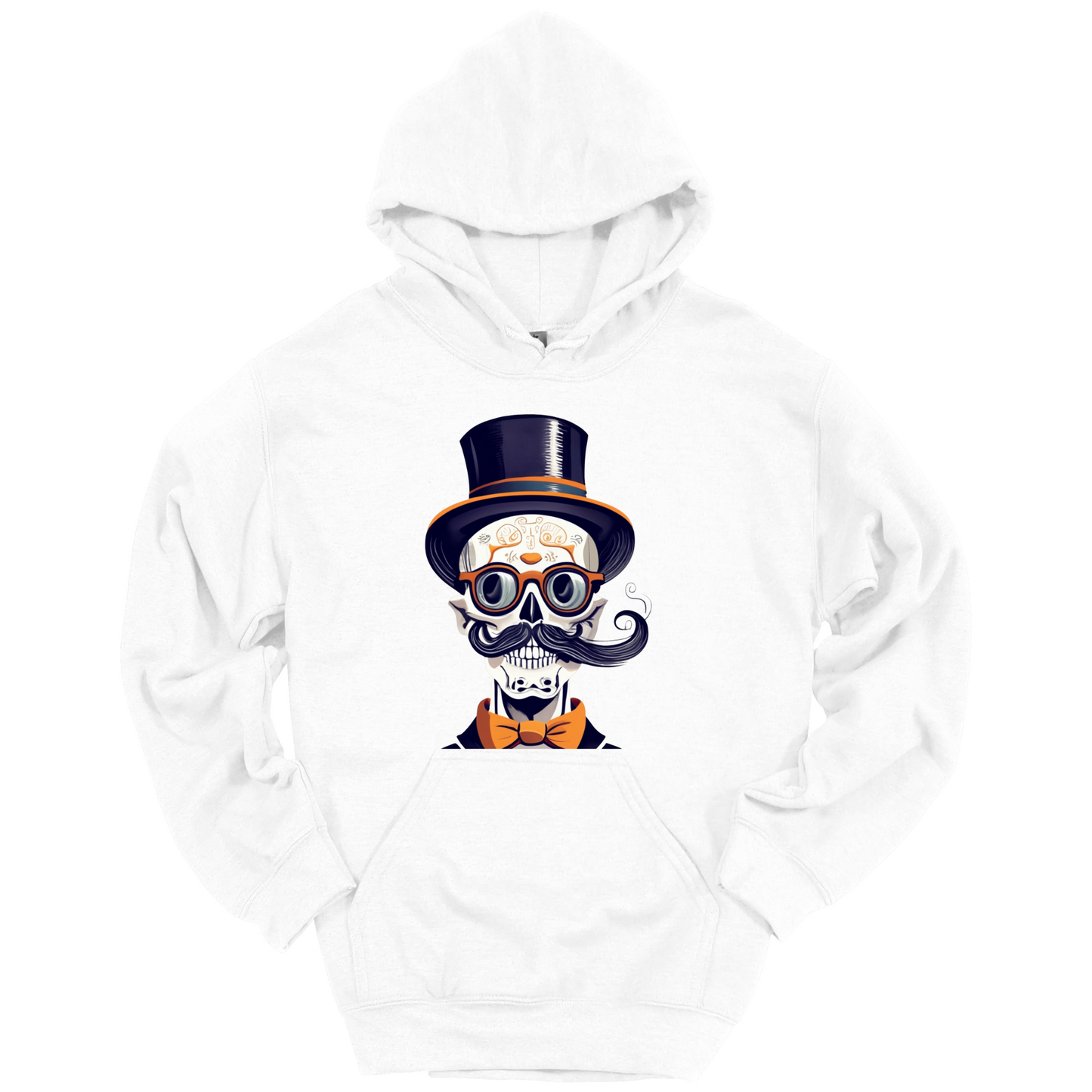Creepy Black Hat Skull Halloween Hoodie