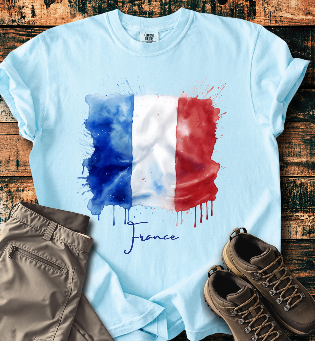 France Flag Watercolor T-Shirt