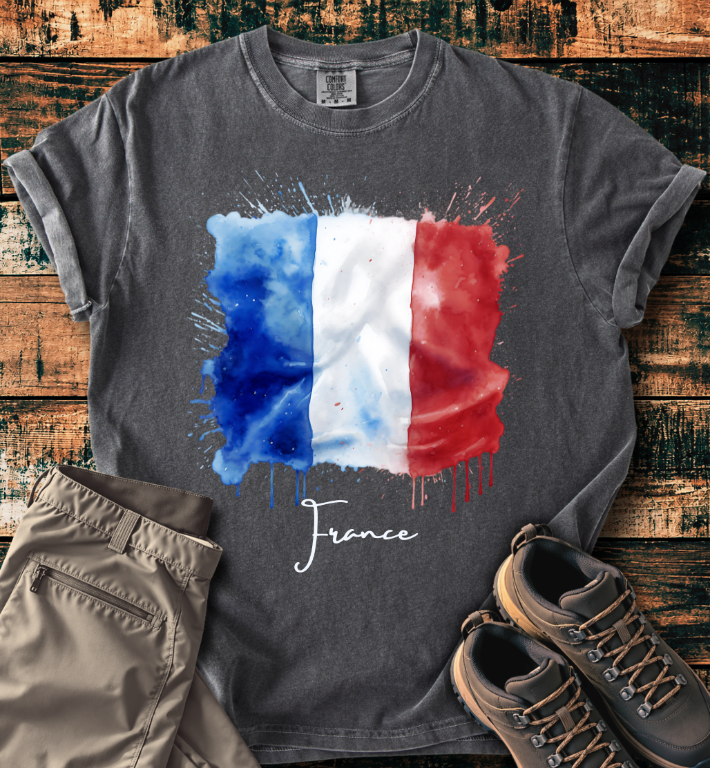 France Flag Watercolor T-Shirt
