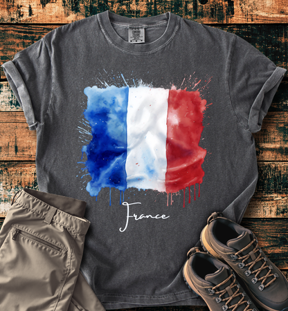 France Flag Watercolor T-Shirt
