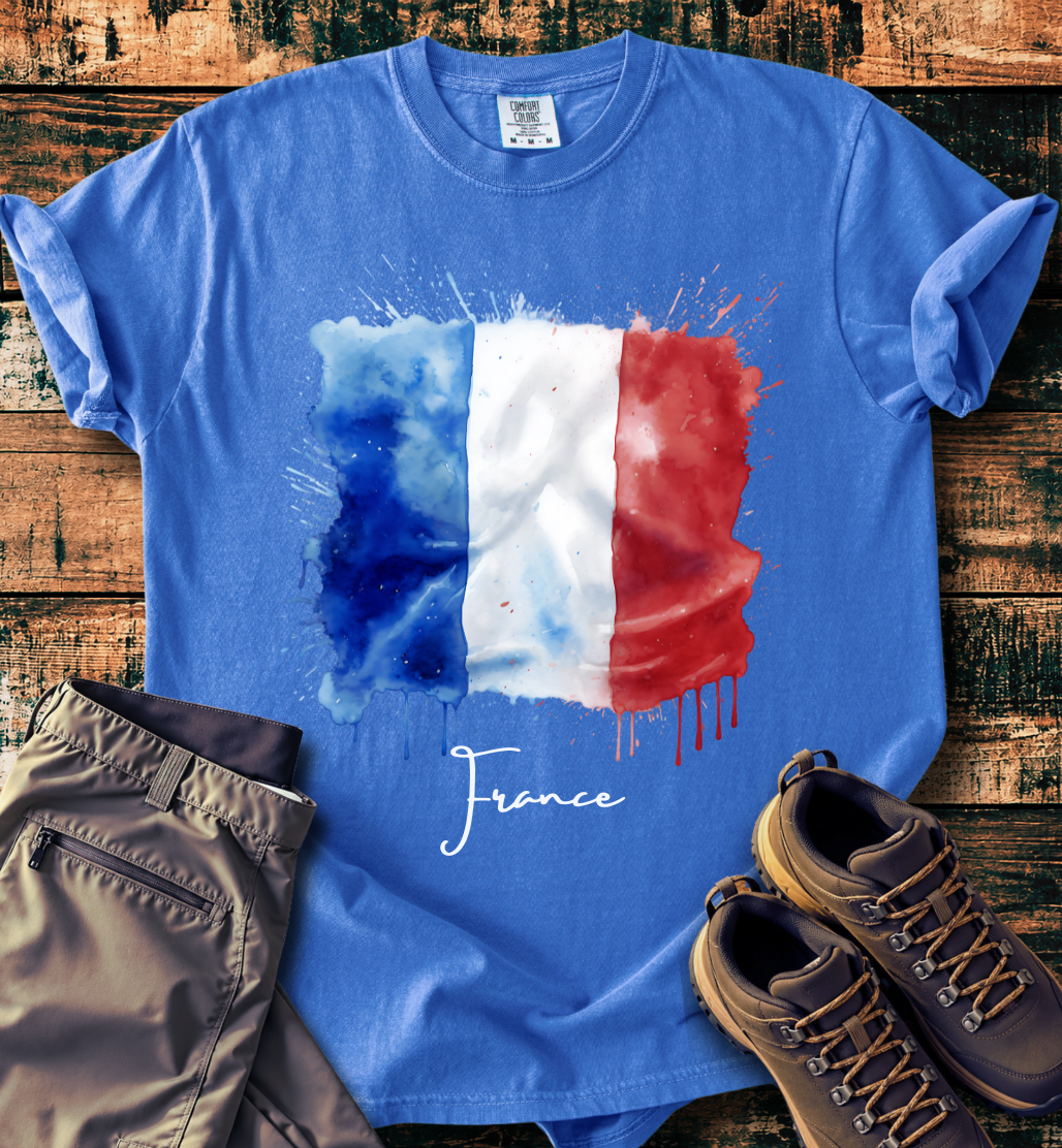 France Flag Watercolor T-Shirt
