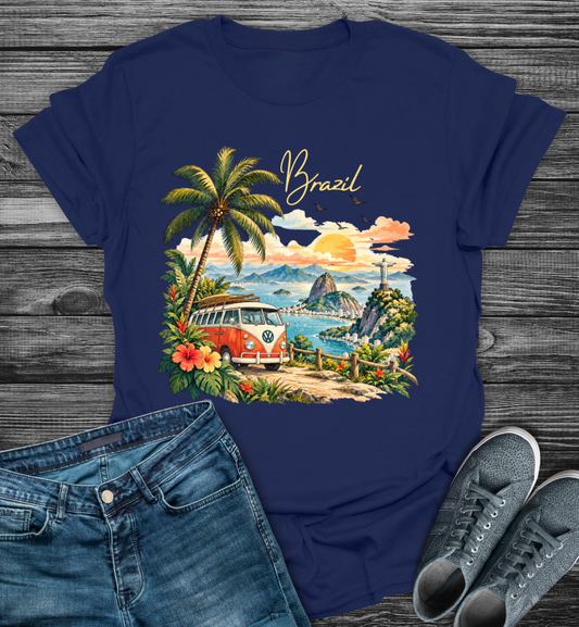 Brazil Vintage VW Camper Van Softstyle T-Shirt