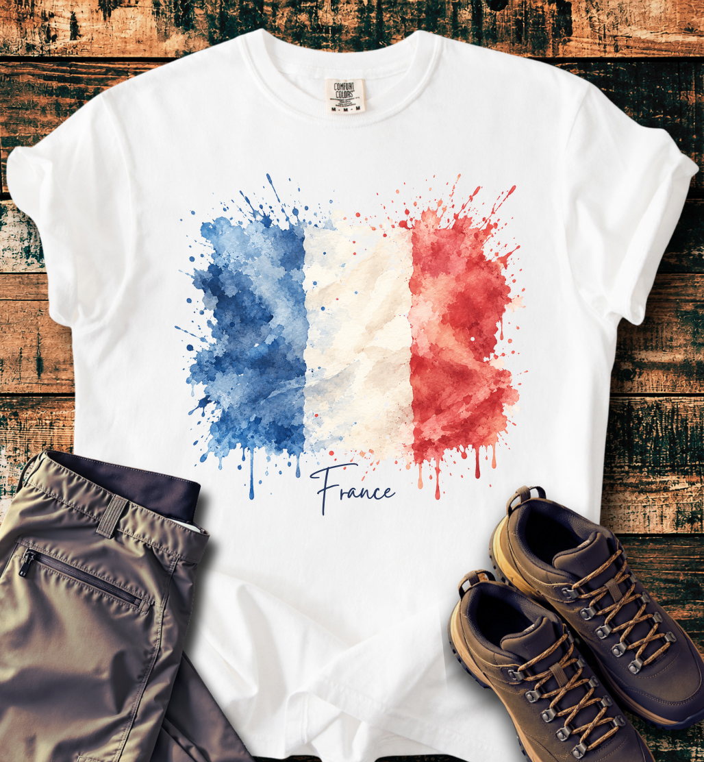 France Watercolor Flag T-Shirt
