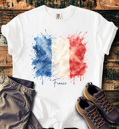 France Watercolor Flag T-Shirt