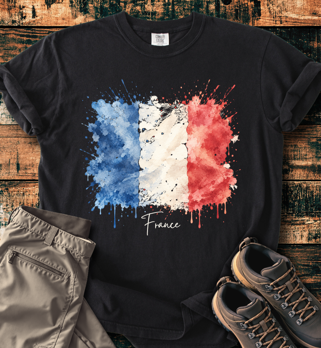 France Watercolor Flag T-Shirt