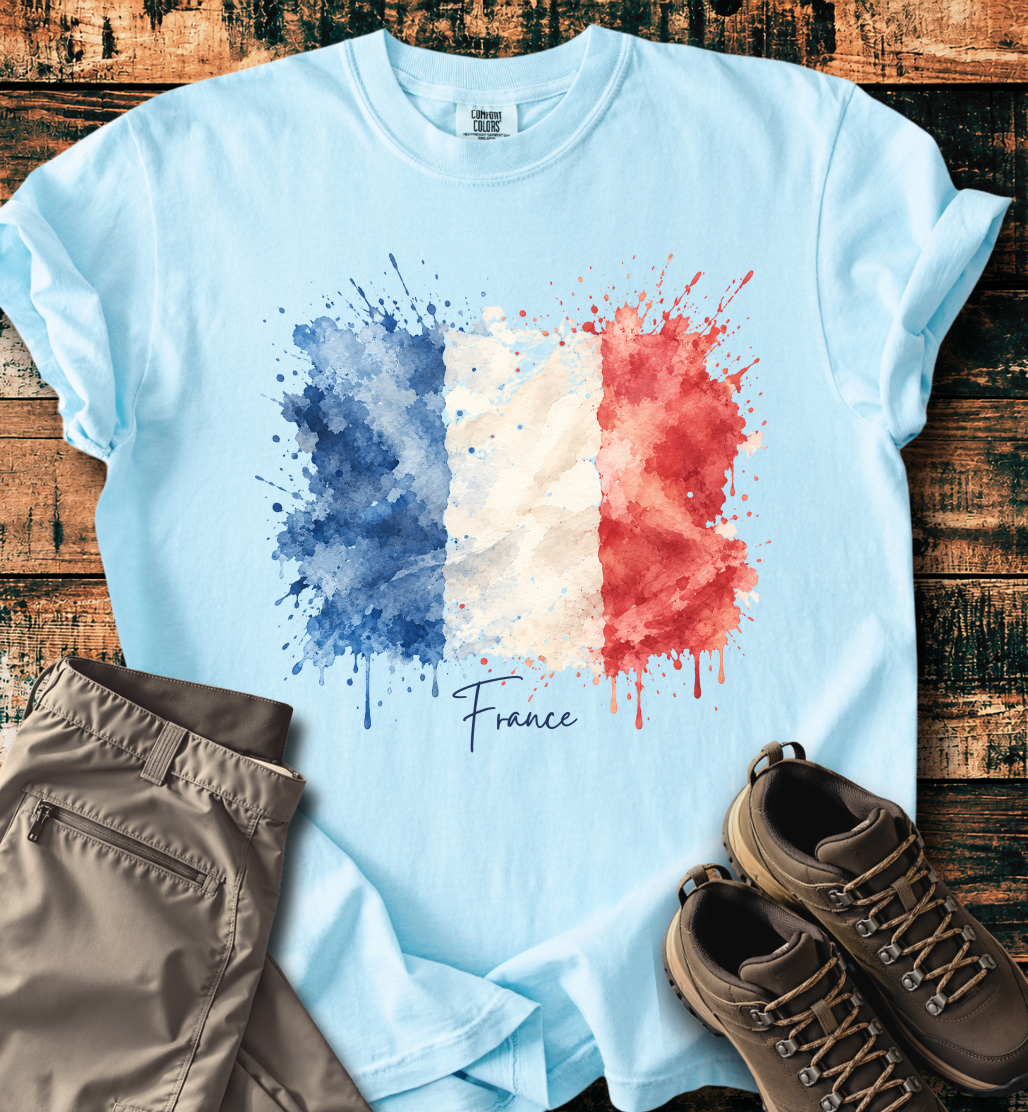 France Watercolor Flag T-Shirt