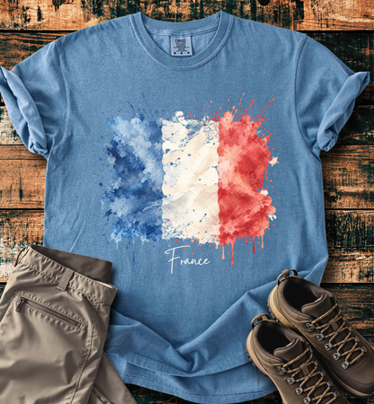 France Watercolor Flag T-Shirt