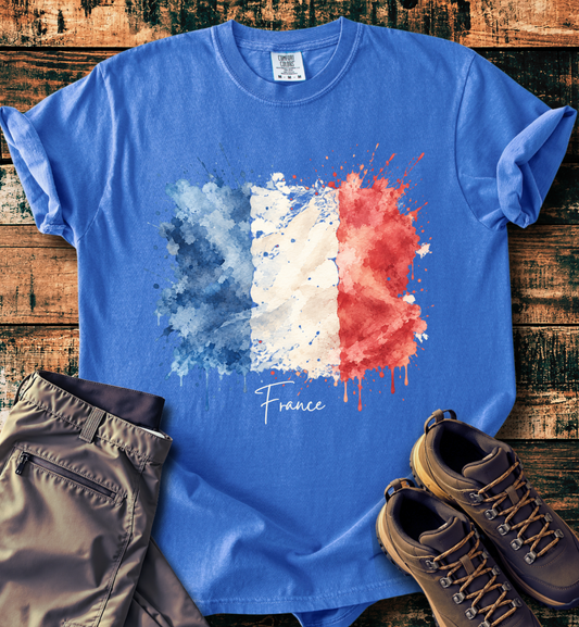 France Watercolor Flag T-Shirt