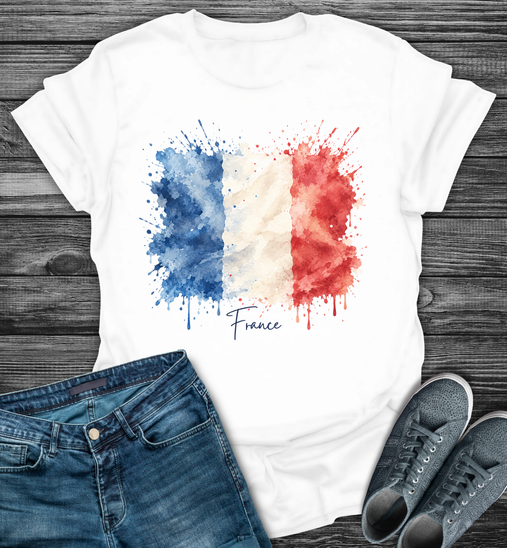 France Watercolor Flag Softstyle T-Shirt