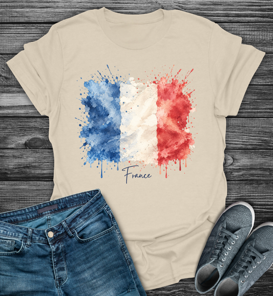 France Watercolor Flag Softstyle T-Shirt