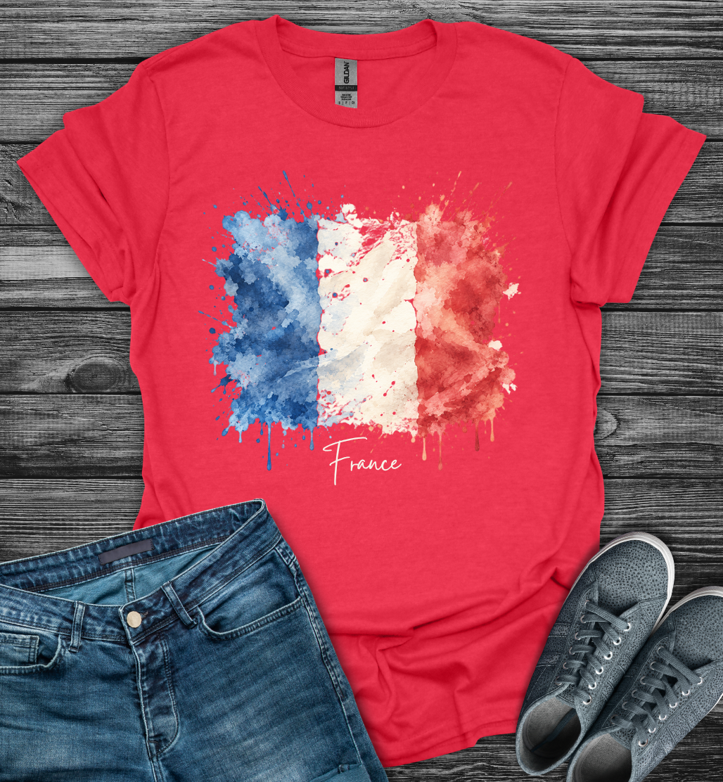 France Watercolor Flag Softstyle T-Shirt