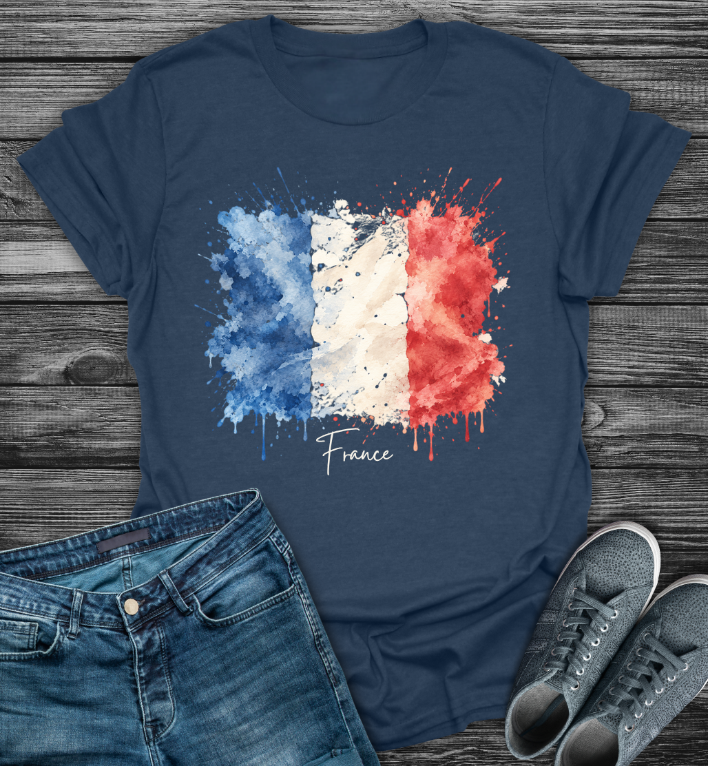 France Watercolor Flag Softstyle T-Shirt