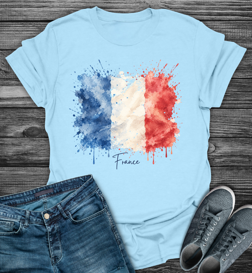 France Watercolor Flag Softstyle T-Shirt