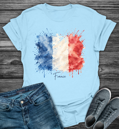 France Watercolor Flag Softstyle T-Shirt