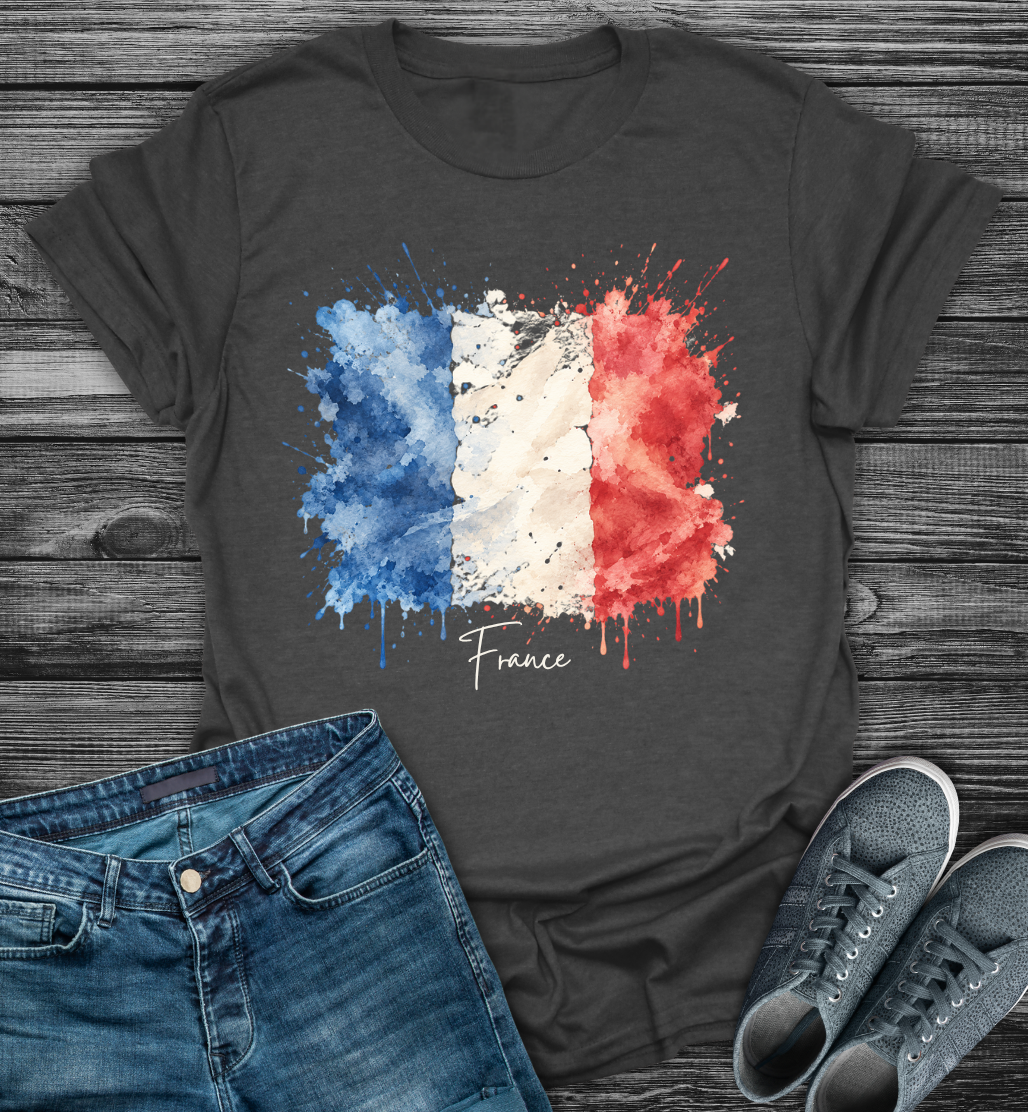 France Watercolor Flag Softstyle T-Shirt