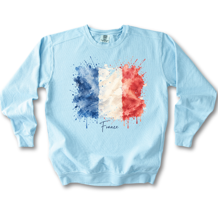 France Watercolor Flag Sweatshirt