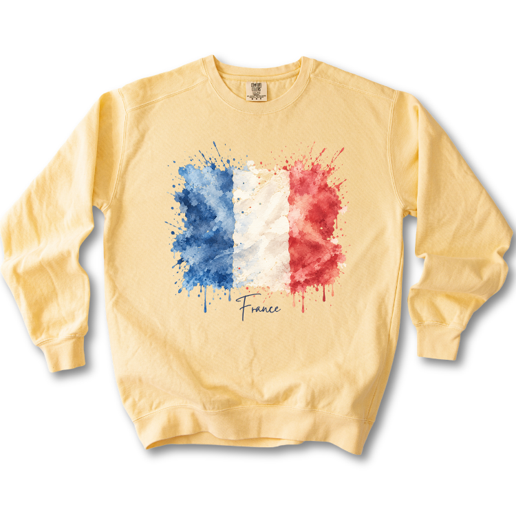 France Watercolor Flag Sweatshirt