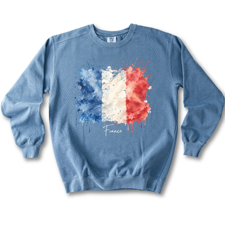 France Watercolor Flag Sweatshirt