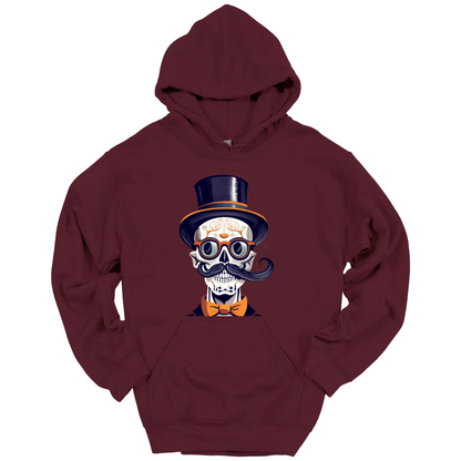 Creepy Black Hat Skull Halloween Hoodie
