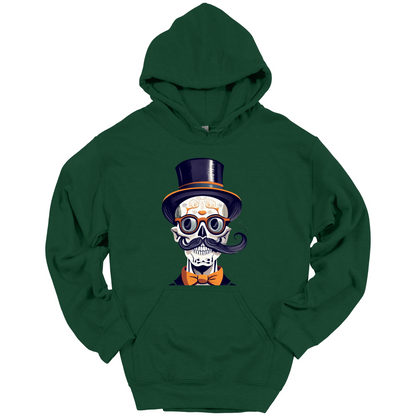 Creepy Black Hat Skull Halloween Hoodie